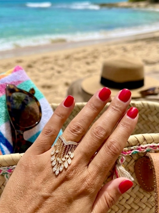 Jacquie Aiche Jewelry - RARE 14K💍JACQUIE AICHE EXTRA LONG DIAMOND SHAKER RING DANGLE GOLD FRINGE RING